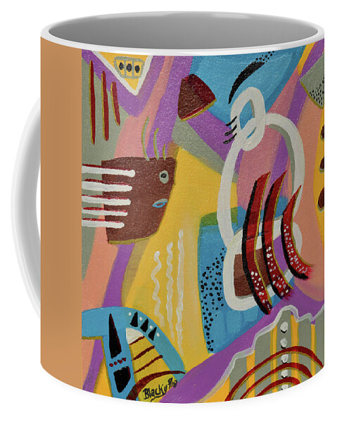 Bold Abstract Coffee Mug featuring the painting I Want Brownies by Donna Blackhall