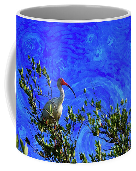 Ibis Coffee Mug featuring the photograph Ibis in the Sky by Stoney Lawrentz