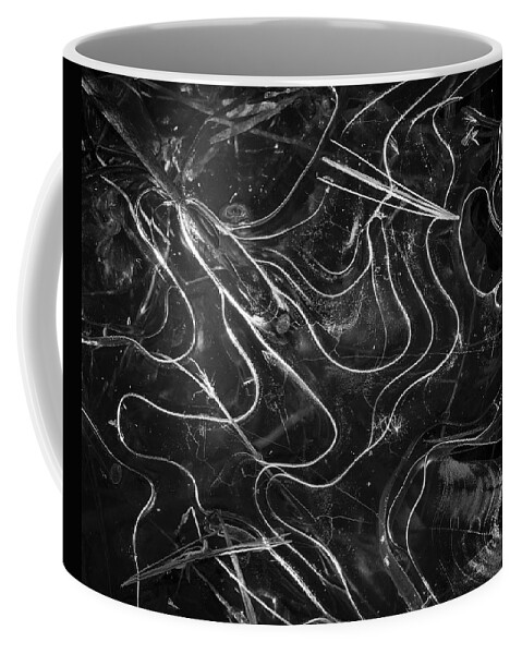 Ice Coffee Mug featuring the photograph Ice Abstraction III BW by David Gordon