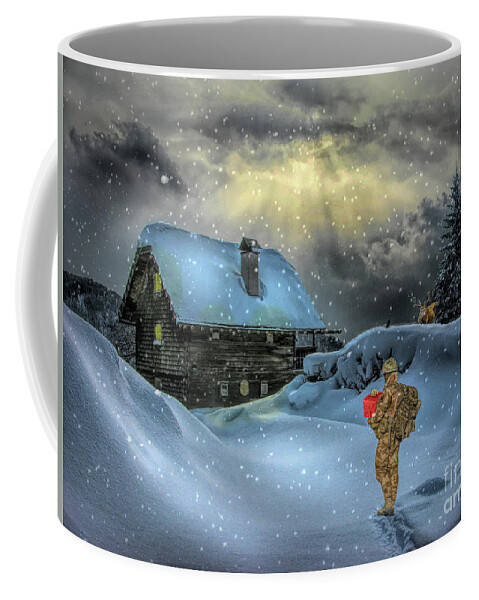 #normanrockwell Coffee Mug featuring the digital art I'll Be Home For Christmas by Jim Hatch