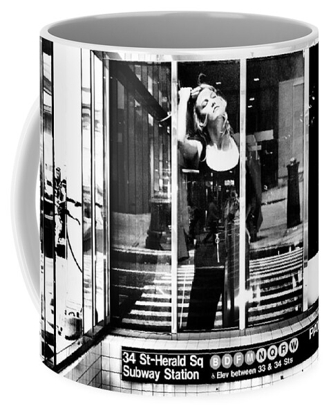 Black And White Coffee Mug featuring the photograph I'll Take the Uptown Express... by Steve Ember
