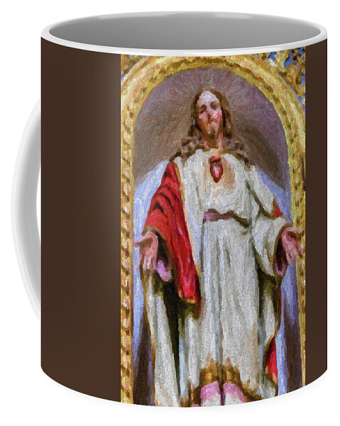 Christ Coffee Mug featuring the photograph ILLUSTRATION Sacred Heart of Jesus Christ by Vivida Photo PC