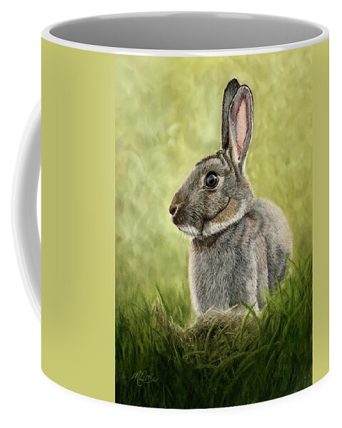 Rabbit Coffee Mug featuring the pastel I'm All Ears by Marlene Little