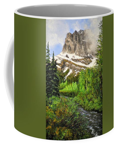 Mountain Top Coffee Mug featuring the painting Incoming by Lee Tisch Bialczak