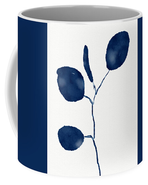Botanical Coffee Mug featuring the mixed media Indigo Eucalyptus 2- Art by Linda Woods by Linda Woods