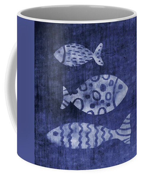 Fish Coffee Mug featuring the mixed media Indigo Fish- Art by Linda Woods by Linda Woods