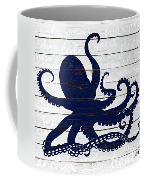 Indigo Coffee Mug featuring the mixed media Indigo Octopus by South Social D