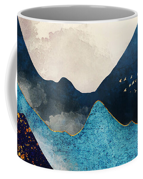 Indigo Coffee Mug featuring the digital art Indigo Peaks by Spacefrog Designs