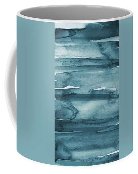 Coastal Coffee Mug featuring the painting Indigo Water- abstract painting by Linda Woods