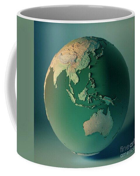 Australia Coffee Mug featuring the digital art Indonesia Globe 3D Render Planet Earth DOF by Frank Ramspott