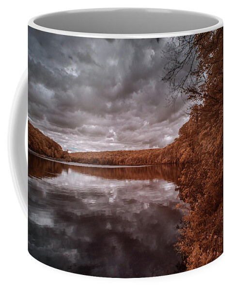 Infrared Coffee Mug featuring the photograph Infrared view of a lake by Alan Goldberg
