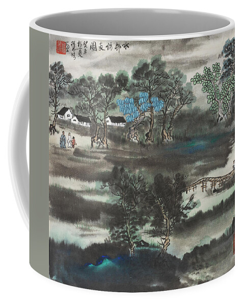 Chinese Watercolor Coffee Mug featuring the painting Visiting Friends by Jenny Sanders
