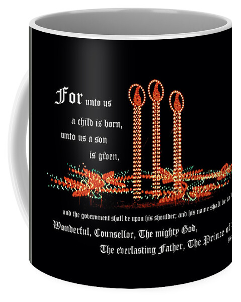 Christmas Candles Coffee Mug featuring the photograph Isaiah 9 Christmas Scene by Mike McBrayer