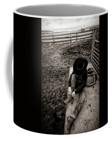 Cowboy Coffee Mug featuring the photograph It's the Dust and the Mud by Pamela Steege