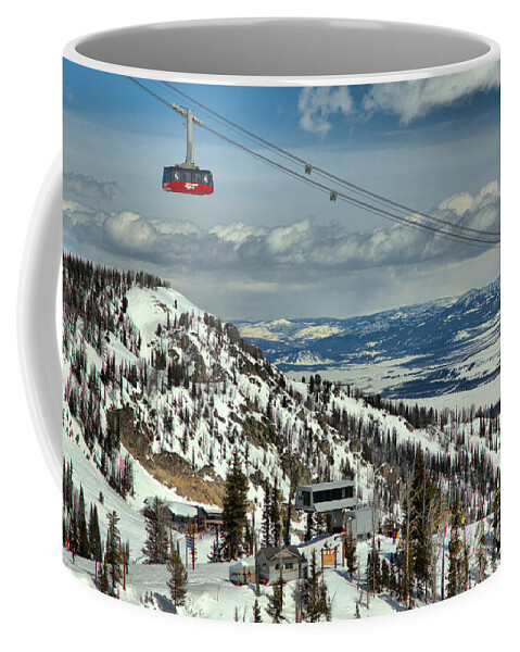 Jackson Hole Coffee Mug featuring the photograph Jackson Hole Tram Paradise by Adam Jewell