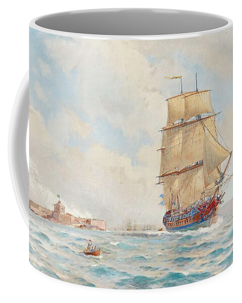 Sea Coffee Mug featuring the painting JACOB HAGG, sail away by Celestial Images