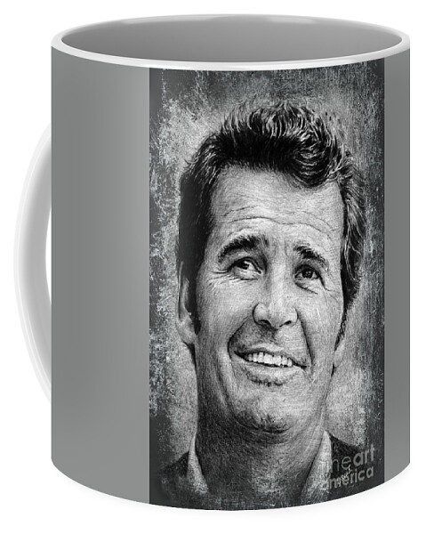 James Garner Coffee Mug featuring the drawing James Garner by Andrew Read