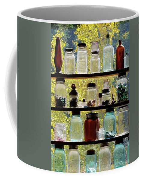 Aspens Coffee Mug featuring the photograph Jar Collection by Karen Stansberry