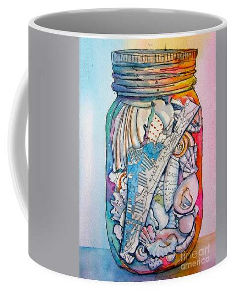 Jar Coffee Mug featuring the painting Jar with w/ Map AMI by Midge Pippel