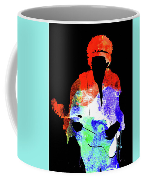 Jimi Hendrix Coffee Mug featuring the mixed media Jimi Watercolor II by Naxart Studio