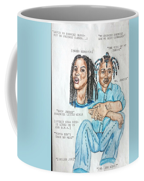 Black Art Coffee Mug featuring the drawing Joedee featuring Qween Kenyetta by Joedee