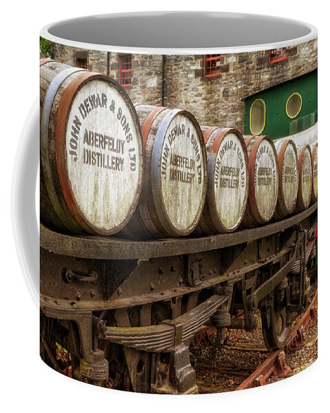 John Dewar & Sons Coffee Mug featuring the photograph John Dewar and Sons Aberfeldy Distillery Train - Scotland - Whisky by Jason Politte
