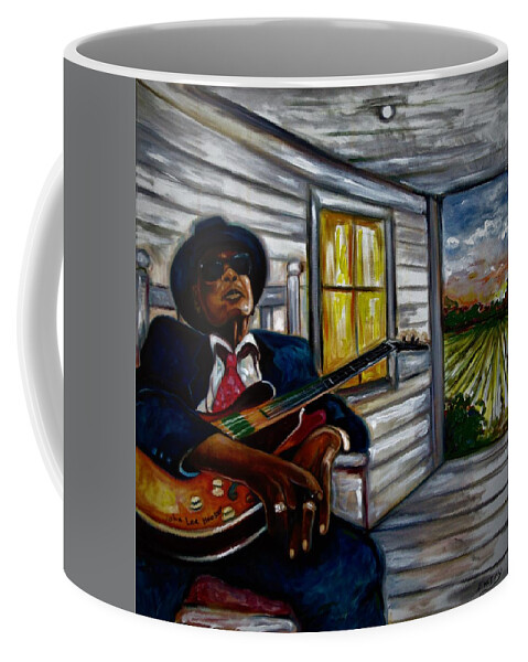 Black Music Coffee Mug featuring the painting John Lee Hooker by Emery Franklin