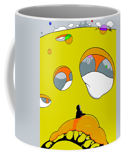 Yellow Coffee Mug featuring the drawing Jonah by Craig Tilley