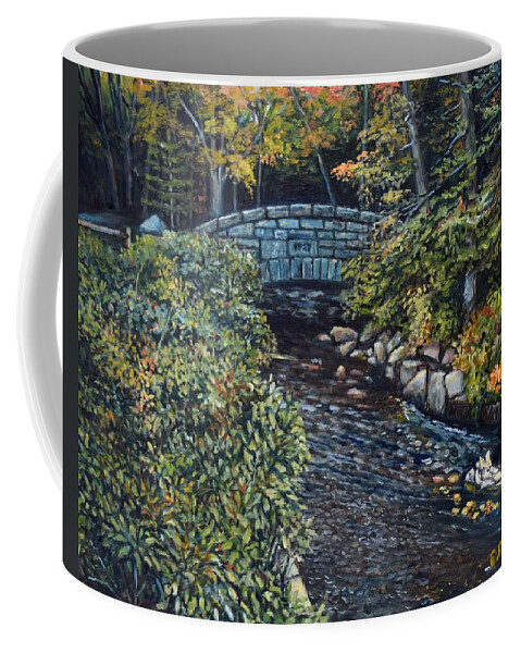 Maine Coffee Mug featuring the painting Jordan Stream Bridge, Acadia National Park by Eileen Patten Oliver