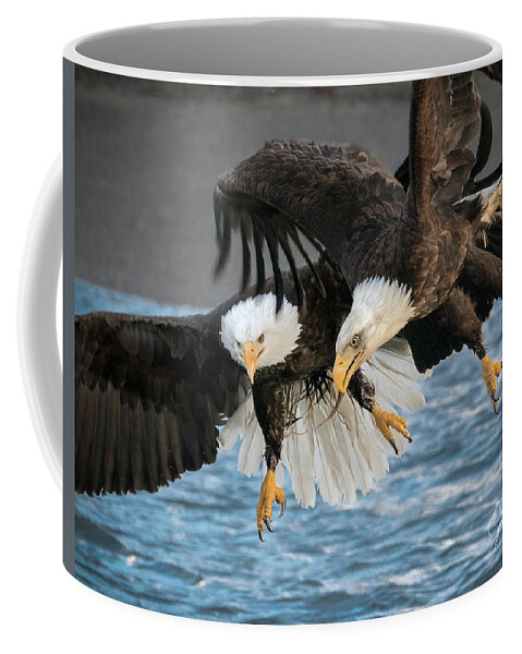 Bald Eagles Coffee Mug featuring the photograph Jousting Eagles by James Capo