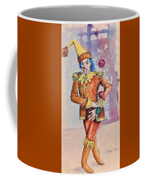 Ricardosart37 Coffee Mug featuring the painting Juggling Clown by Ricardo Penalver deceased