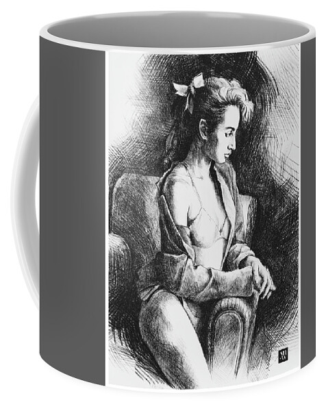 Woman Coffee Mug featuring the drawing Julia 2 by Yvonne Wright
