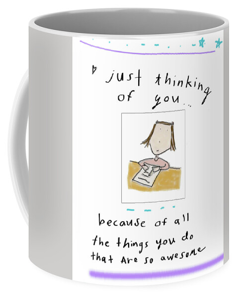Creative Writing Coffee Mug featuring the drawing Just Thinking by Ashley Rice