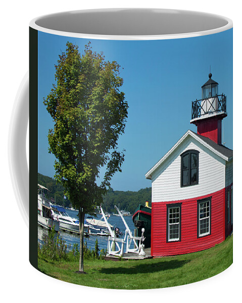 Michigan Coffee Mug featuring the photograph Kalamazoo lighthouse Replica by Ken Figurski