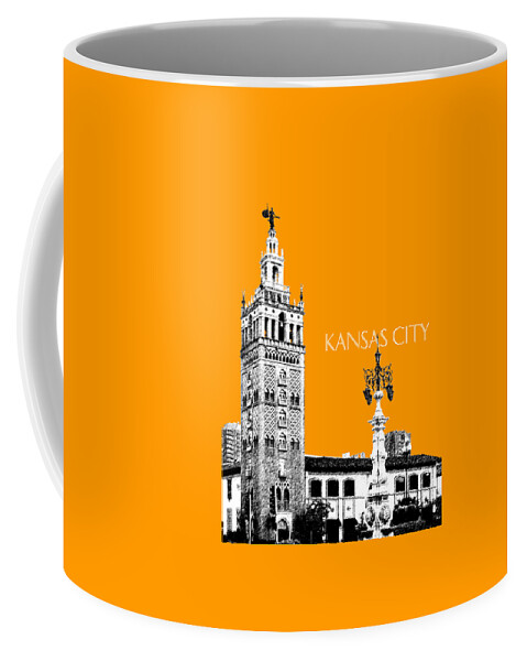 Architecture Coffee Mug featuring the digital art Kansas City Skyline 2 - Dark Orange by DB Artist