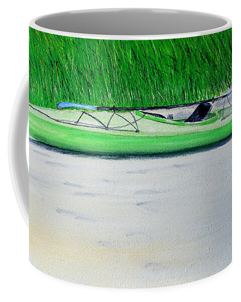 Kayak Coffee Mug featuring the painting Kayak Essex River by Paul Gaj