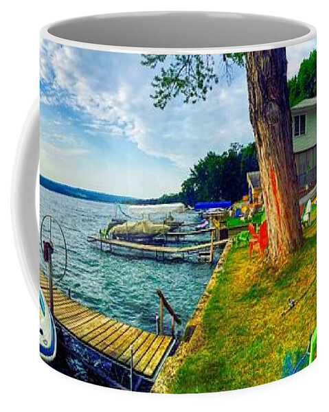 Finger Lakes Coffee Mug featuring the photograph Keuka Lake Mornings Panorama by Anthony Giammarino