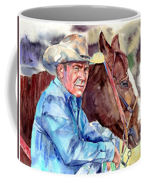 Kevin Coffee Mug featuring the painting Kevin Costner portrait by Suzann Sines