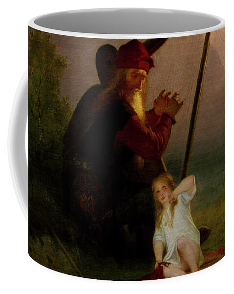 King Heimer And Aslög Coffee Mug featuring the painting King Heimer and Aslog by August Malmstrom by Rolando Burbon