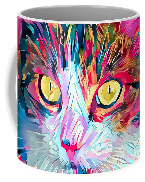 Yellow Coffee Mug featuring the digital art Kitty Love Yellow Eyes by Don Northup