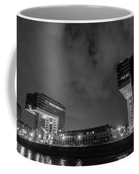 2018 Coffee Mug featuring the photograph Kranhauser at Night, Cologne Germany by Mary Lee Dereske