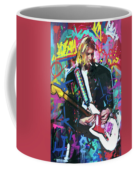 Kurt Coffee Mug featuring the painting Kurt Cobain Live by Richard Day