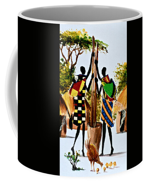 African Art Coffee Mug featuring the painting L-264 by Albert Lizah