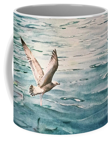 Mer Coffee Mug featuring the painting La Mouette by Francoise Chauray