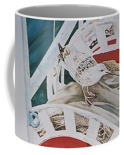 Mer Coffee Mug featuring the painting La Mouette_2 by Francoise Chauray