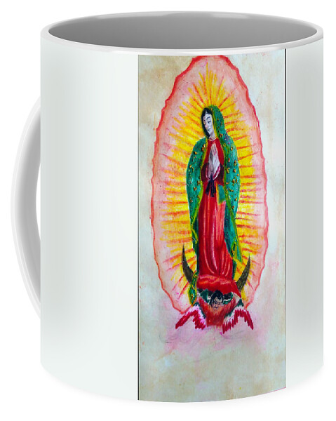 Prison Art Coffee Mug featuring the drawing LA Virgen The Virgin by Sapo