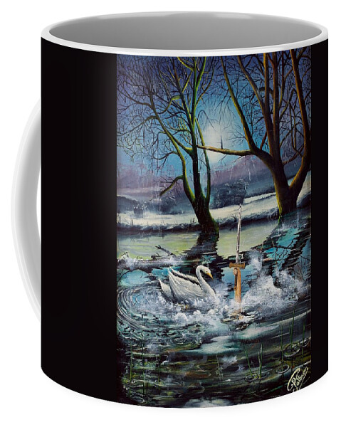 Lake Coffee Mug featuring the painting Lady in the Lake by John Palliser