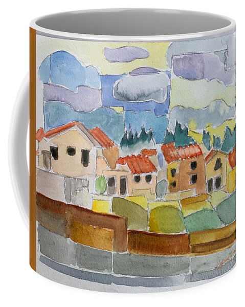 Laguna Del Sol Coffee Mug featuring the painting Laguna del Sol Houses Design by Suzanne Giuriati Cerny