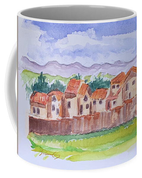 Row Houses Coffee Mug featuring the painting Laguna del Sol Row Houses by Suzanne Giuriati Cerny