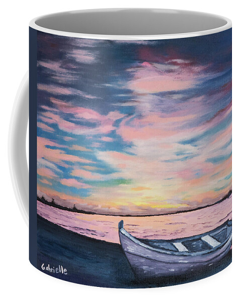 Lake Coffee Mug featuring the painting Lake Boat by Gabrielle Munoz